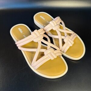 Melissa Salinas Knotted Melflex PVC Pink Beige Slide Sandals Womens Size 7